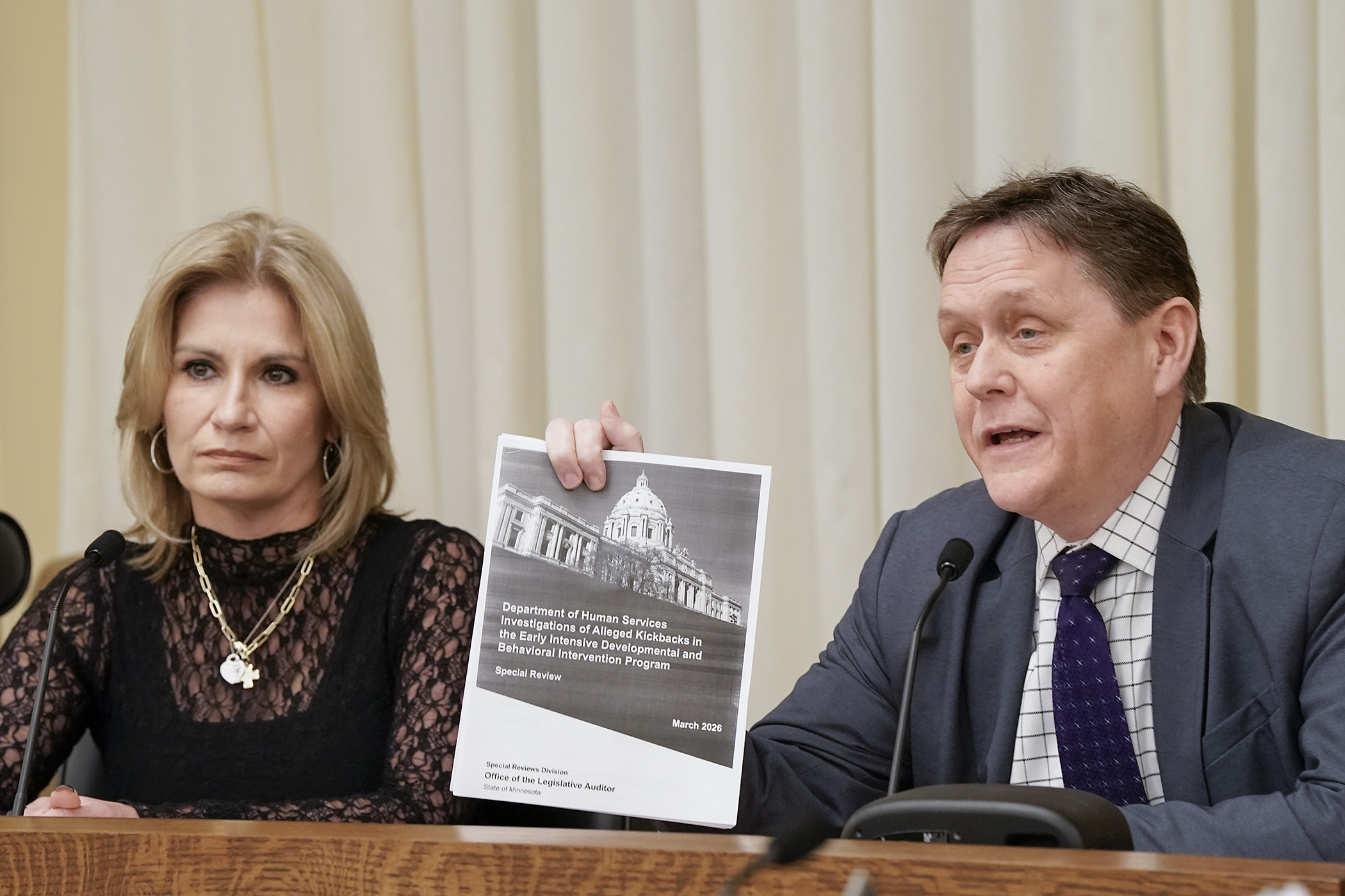 Matt Dean, policy fellow with Center for the American Experiment, testifies March 24 before the House human services committee in support of HF4566. Rep. Mary Franson sponsors the bill. (Photo by Michele Jokinen)